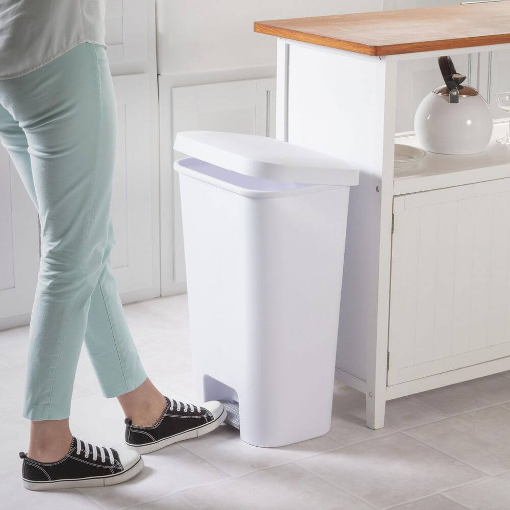 Sterilite StepOn 45L Pedal Kitchen Rubbish Bin White - KITCHEN - Bins - Soko and Co