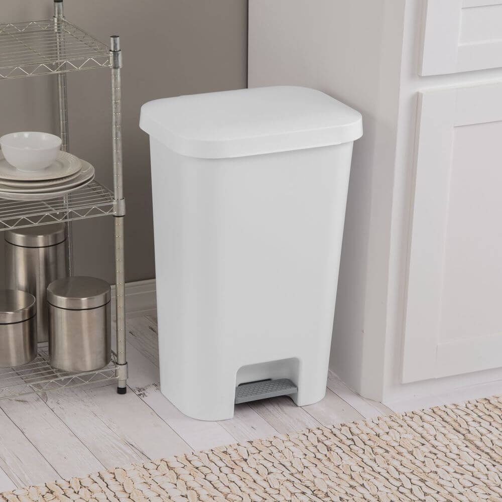 Sterilite StepOn 45L Pedal Kitchen Rubbish Bin White - KITCHEN - Bins - Soko and Co