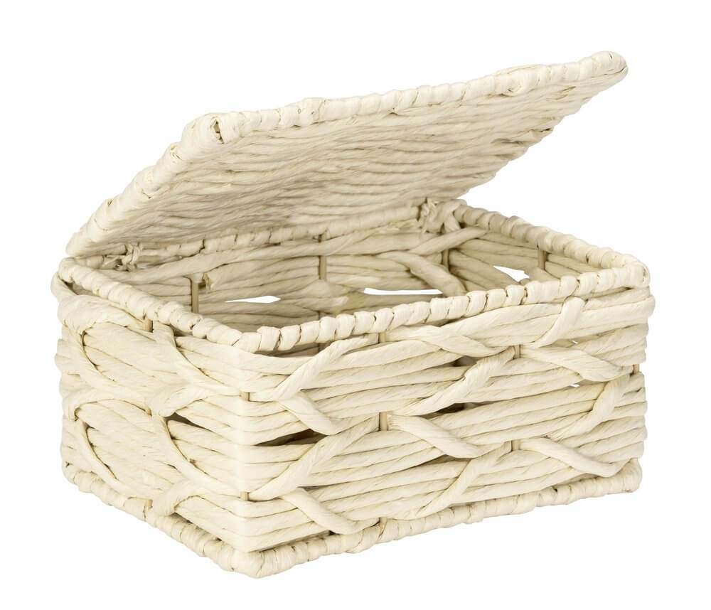 Vabriano Lidded Woven Storage Box Cream - HOME STORAGE - Baskets and Totes - Soko and Co