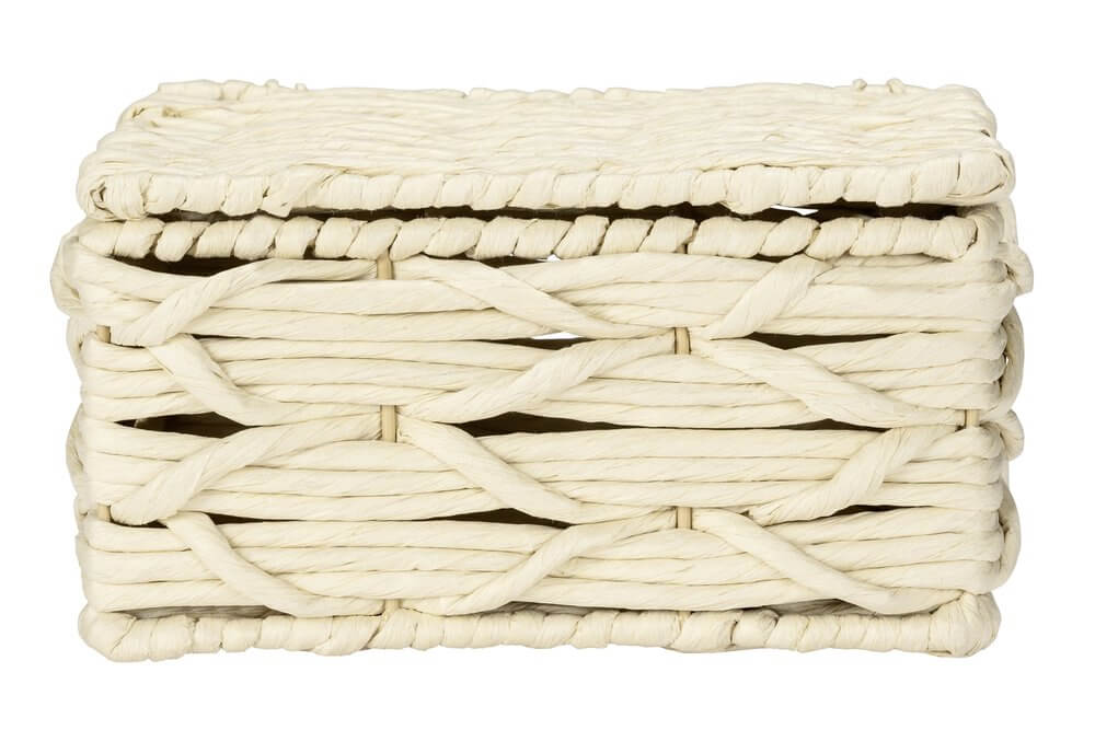 Vabriano Lidded Woven Storage Box Cream - HOME STORAGE - Baskets and Totes - Soko and Co