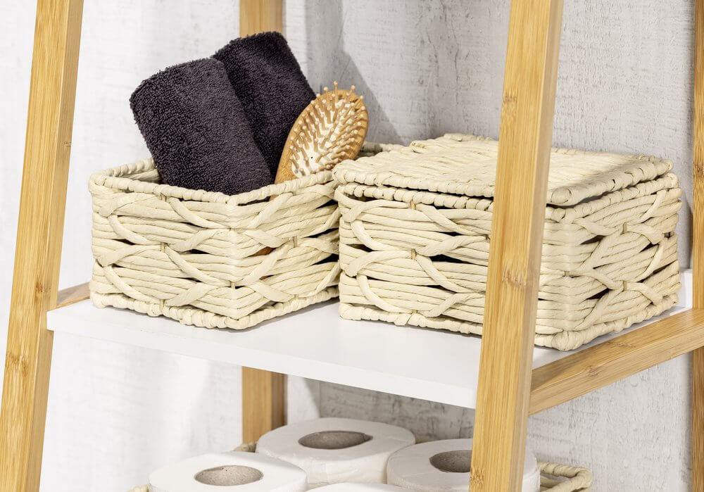 Vabriano Lidded Woven Storage Box Cream - HOME STORAGE - Baskets and Totes - Soko and Co