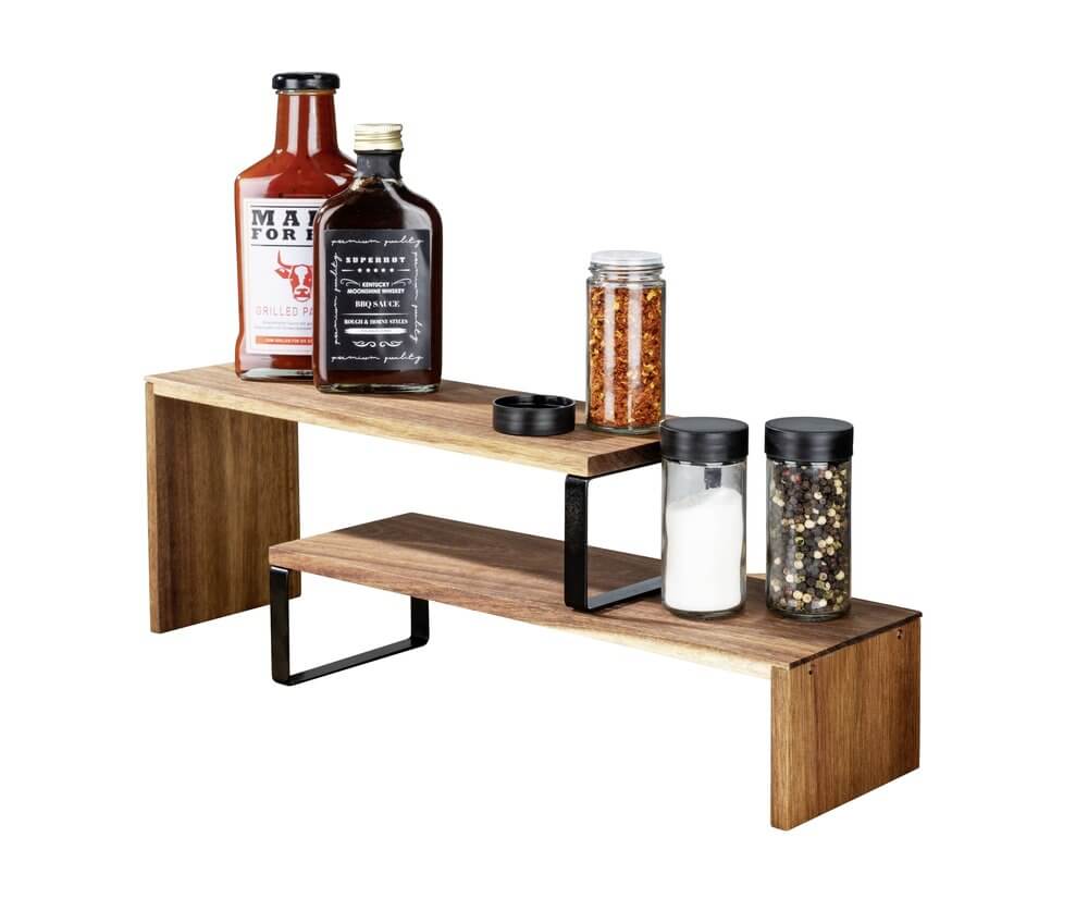 Vali 2 Tier Acacia Wood Kitchen & Pantry Shelf - KITCHEN - Shelves and Racks - Soko and Co