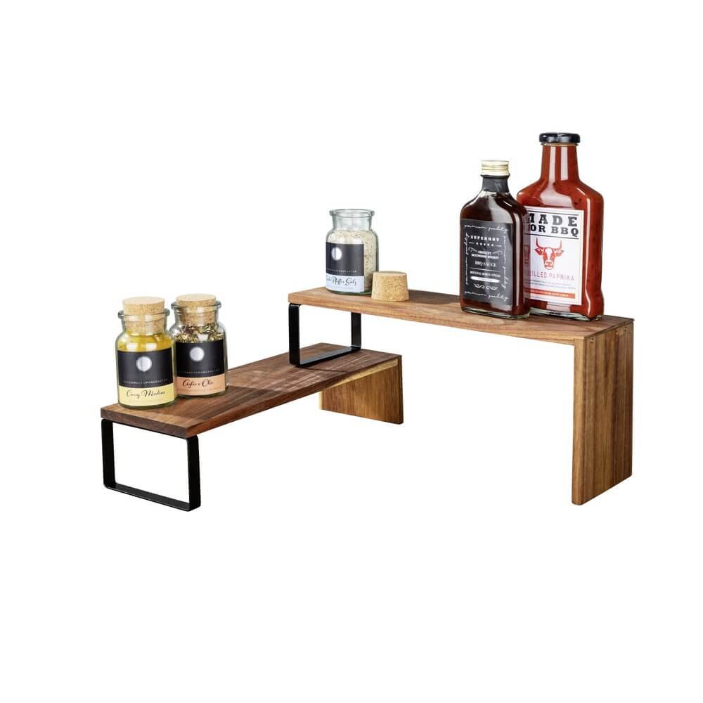 Vali 2 Tier Acacia Wood Kitchen & Pantry Shelf - KITCHEN - Shelves and Racks - Soko and Co