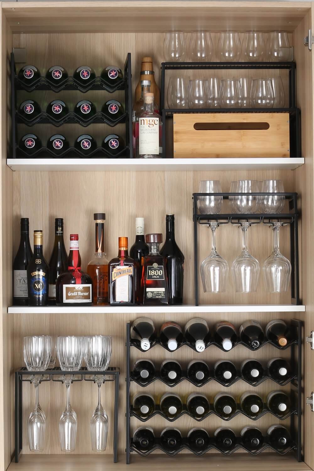 12 Bottle Slim Stackable Wine Rack Matte Black - WINE - Wine Racks - Soko and Co