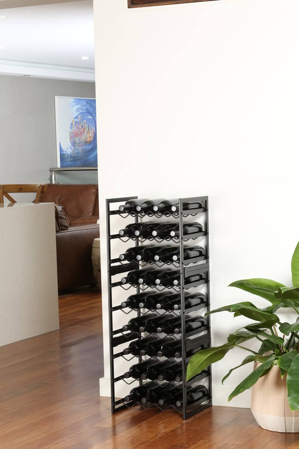 12 Bottle Slim Stackable Wine Rack Matte Black - WINE - Wine Racks - Soko and Co