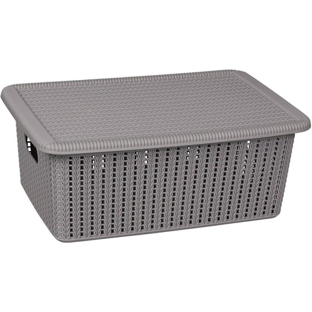 12L Knitted Storage Box Grey - HOME STORAGE - Plastic Boxes - Soko and Co