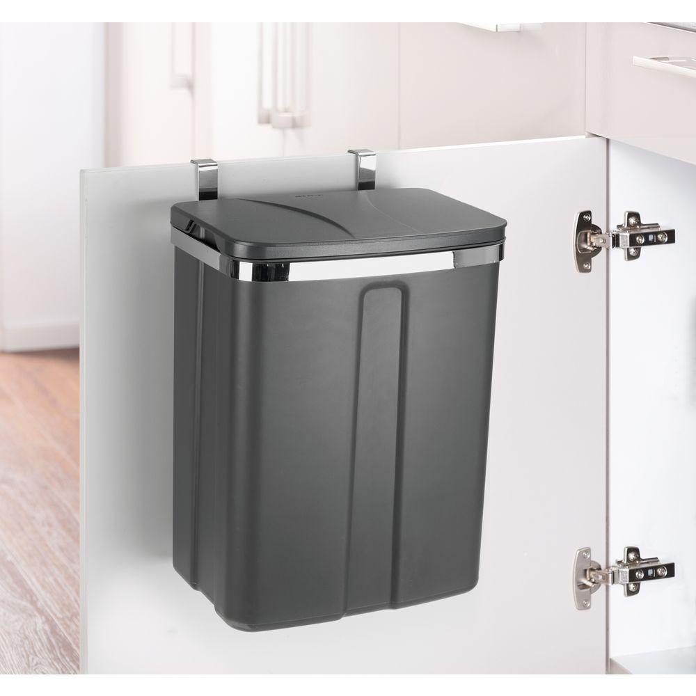 12L Over Cabinet Door Kitchen Rubbish Bin Grey - KITCHEN - Bins - Soko and Co