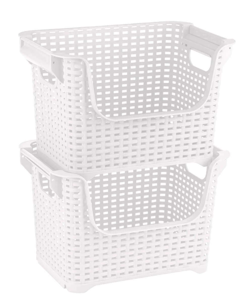 18L Woven Stackable Vegetable Basket White - KITCHEN - Fridge and Produce - Soko and Co