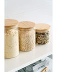 1.25L Round Glass Pantry Container with Bamboo Lid - KITCHEN - Food Containers - Soko and Co