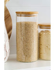 1.25L Round Glass Pantry Container with Bamboo Lid - KITCHEN - Food Containers - Soko and Co