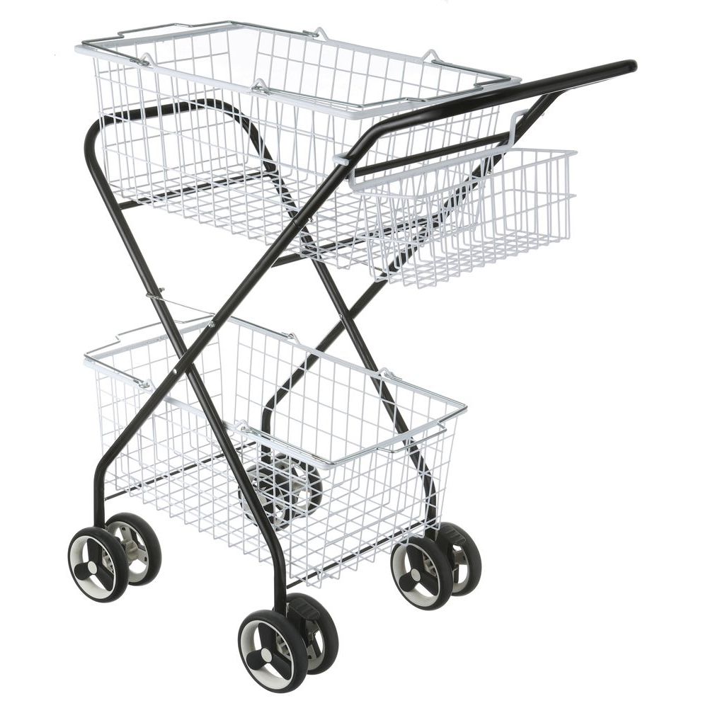 2 Tier All Purpose Laundry Basket Trolley Black & White - LAUNDRY - Baskets and Trolleys - Soko and Co