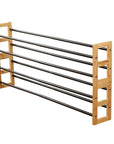 2 Tier Expandable Bamboo Shoe Rack Black - WARDROBE - Shoe Storage - Soko and Co