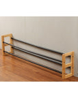 2 Tier Expandable Bamboo Shoe Rack Black - WARDROBE - Shoe Storage - Soko and Co