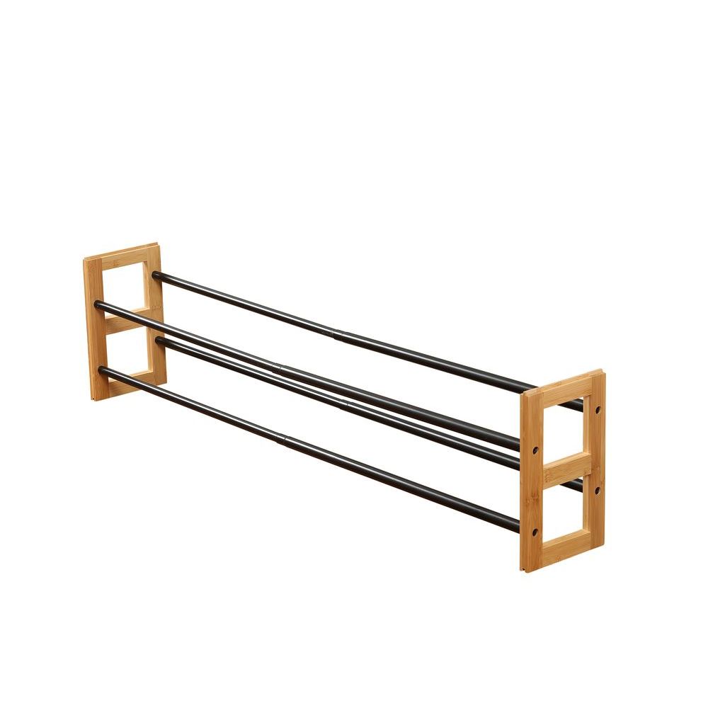 2 Tier Expandable Bamboo Shoe Rack Black - WARDROBE - Shoe Storage - Soko and Co