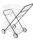 2 Tier Laundry Basket Trolley Black & White - LAUNDRY - Baskets and Trolleys - Soko and Co