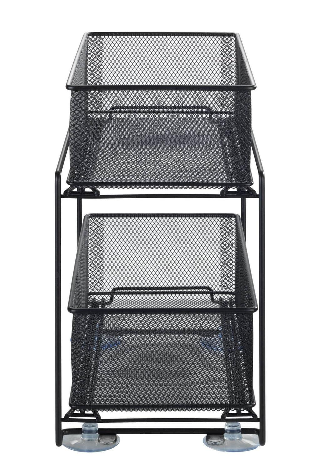 2 Tier Mesh Pull Out Pantry Drawer Black - KITCHEN - Shelves and Racks - Soko and Co