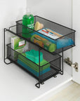 2 Tier Mesh Pull Out Pantry Drawer Black - KITCHEN - Shelves and Racks - Soko and Co