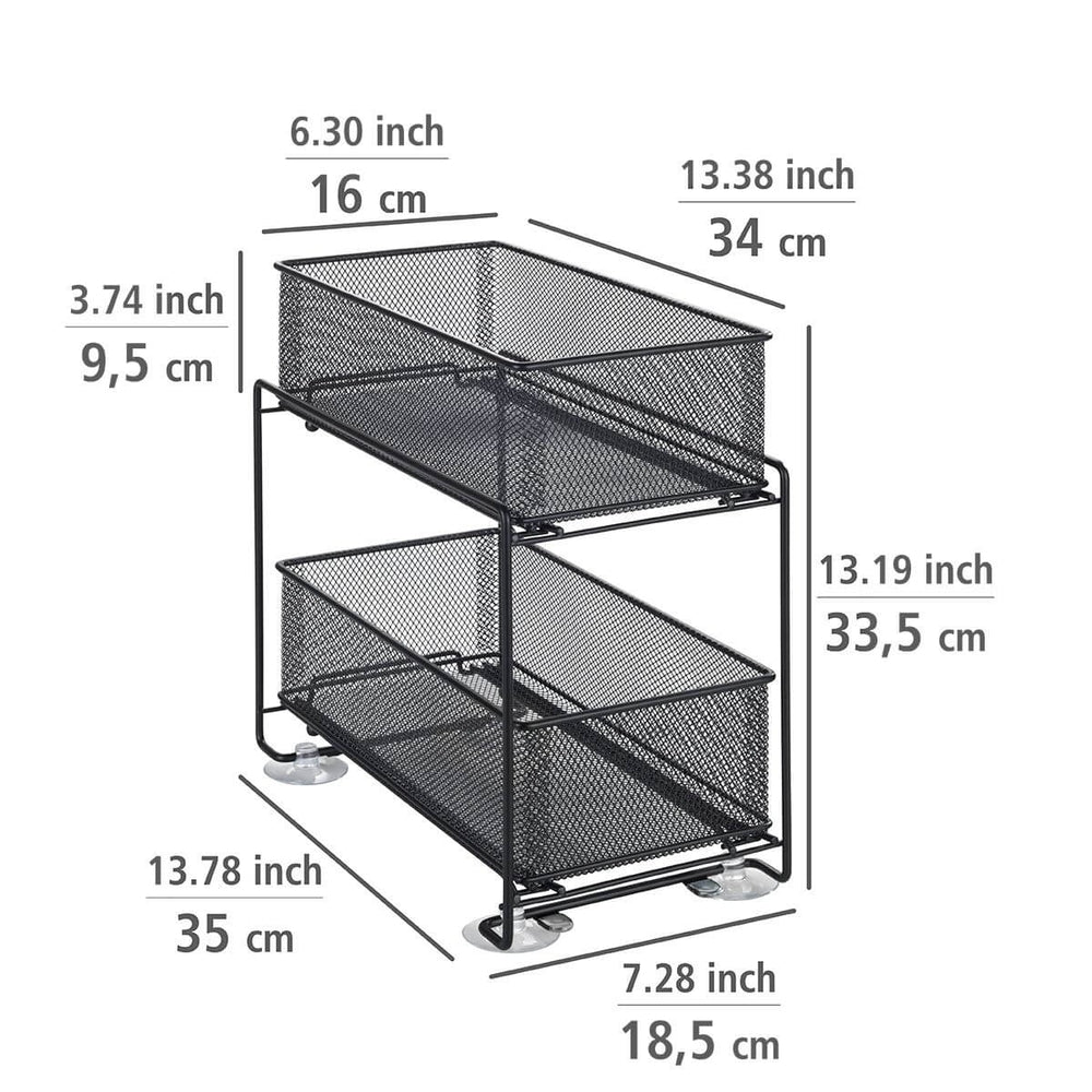 2 Tier Mesh Pull Out Pantry Drawer Black - KITCHEN - Shelves and Racks - Soko and Co