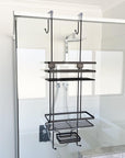 2 Tier Zinc Plated Over Door Shower Caddy Matte Black - BATHROOM - Shower Caddies - Soko and Co