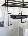 2 Tier Zinc Plated Over Door Shower Caddy Matte Black - BATHROOM - Shower Caddies - Soko and Co