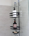 2 Tier Zinc Plated Over Door Shower Caddy Matte Black - BATHROOM - Shower Caddies - Soko and Co