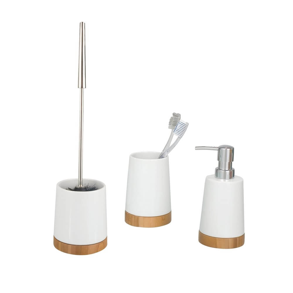 3 Piece White Ceramic Bathroom Accessories Set - BATHROOM - Bathroom Accessory Sets - Soko and Co