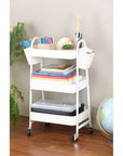 3 Tier Heavy Duty Metal Storage Trolley Matte White - HOME STORAGE - Storage Trolleys - Soko and Co