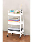 3 Tier Heavy Duty Metal Storage Trolley Matte White - HOME STORAGE - Storage Trolleys - Soko and Co