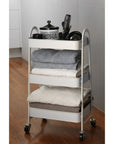 3 Tier Heavy Duty Metal Storage Trolley Matte White - HOME STORAGE - Storage Trolleys - Soko and Co