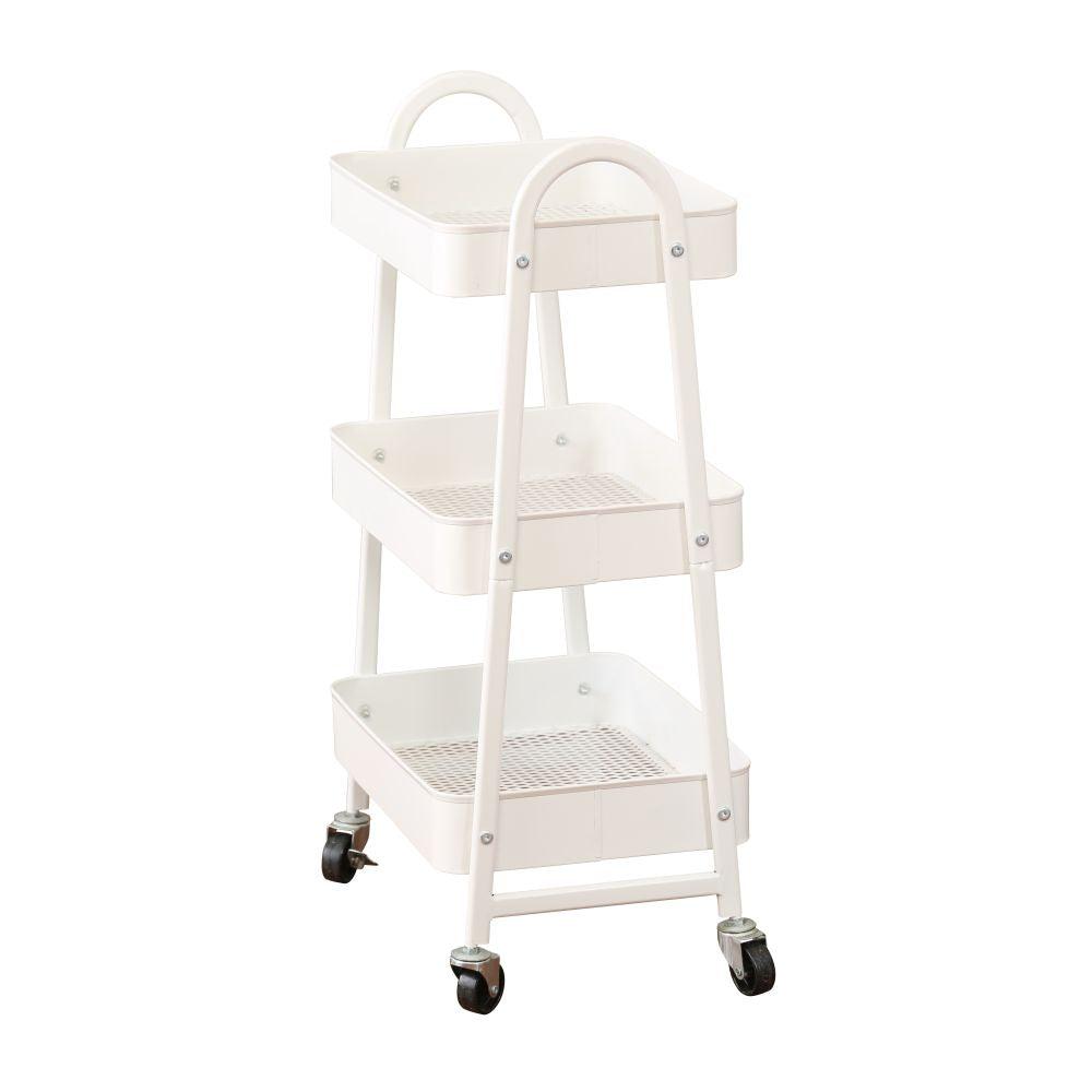 3 Tier Heavy Duty Metal Storage Trolley Matte White - HOME STORAGE - Storage Trolleys - Soko and Co