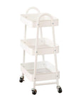 3 Tier Heavy Duty Metal Storage Trolley Matte White - HOME STORAGE - Storage Trolleys - Soko and Co