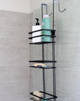 3 Tier Zinc Plated Over Door Shower Caddy Matte Black - BATHROOM - Shower Caddies - Soko and Co