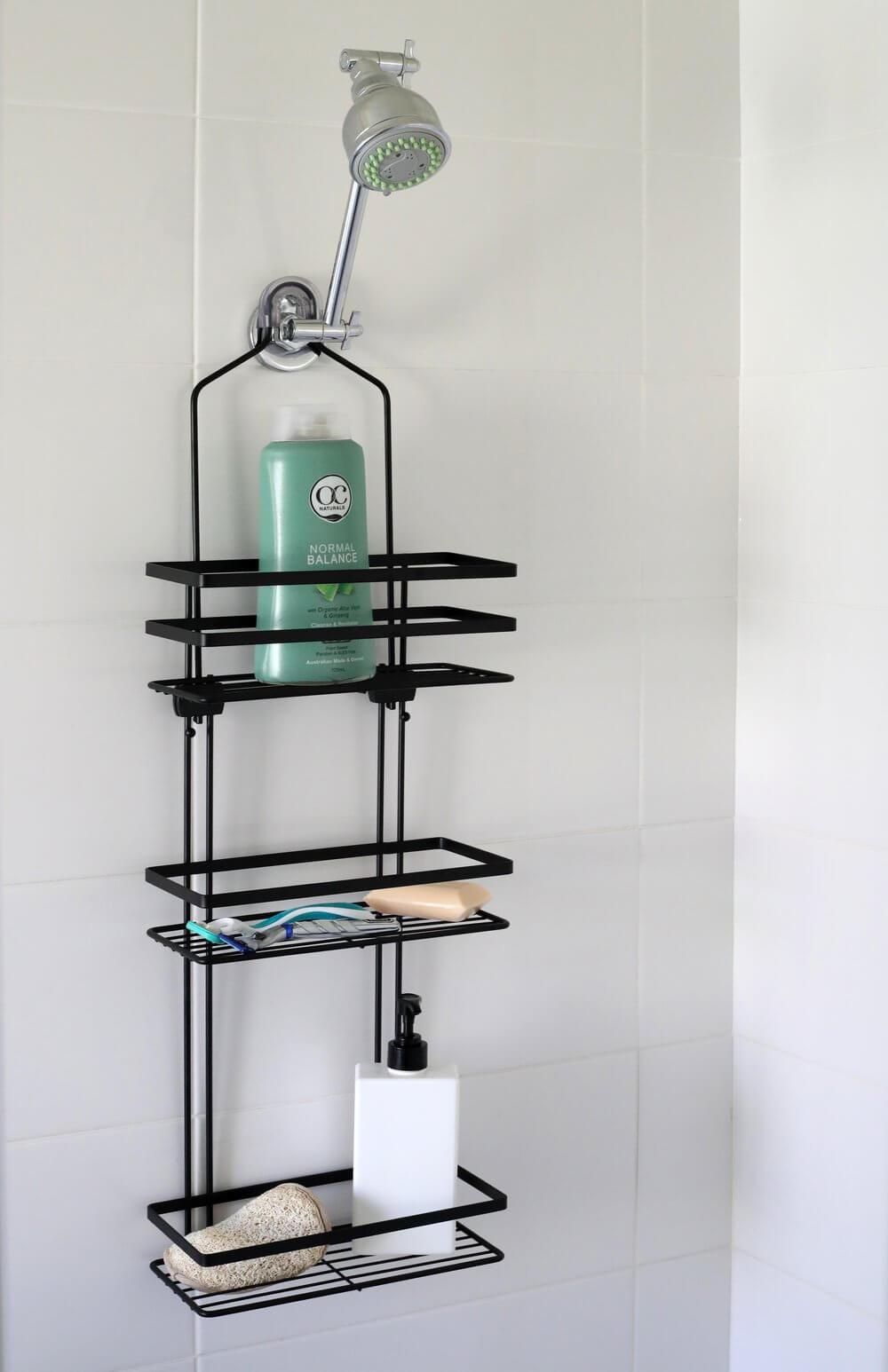 3 Tier Zinc Plated Shower Caddy Matte Black - BATHROOM - Shower Caddies - Soko and Co