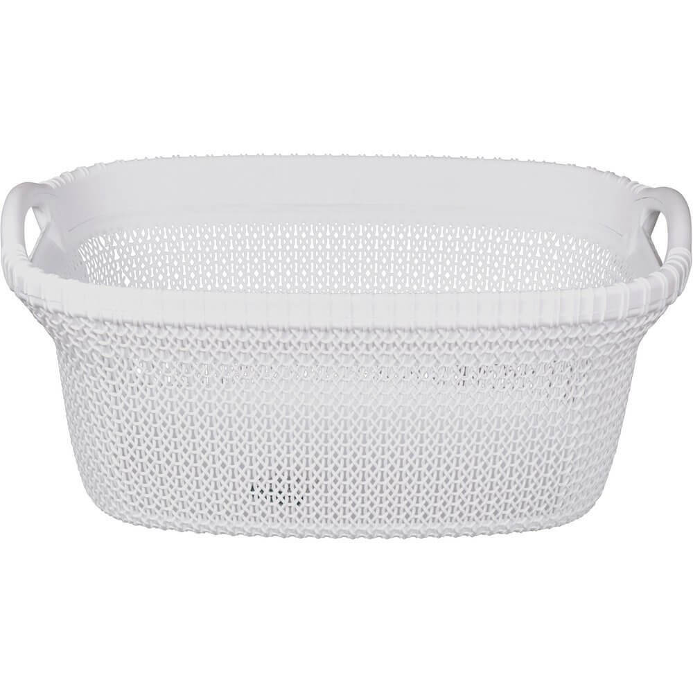 37L Knitted Laundry Basket White - LAUNDRY - Baskets and Trolleys - Soko and Co