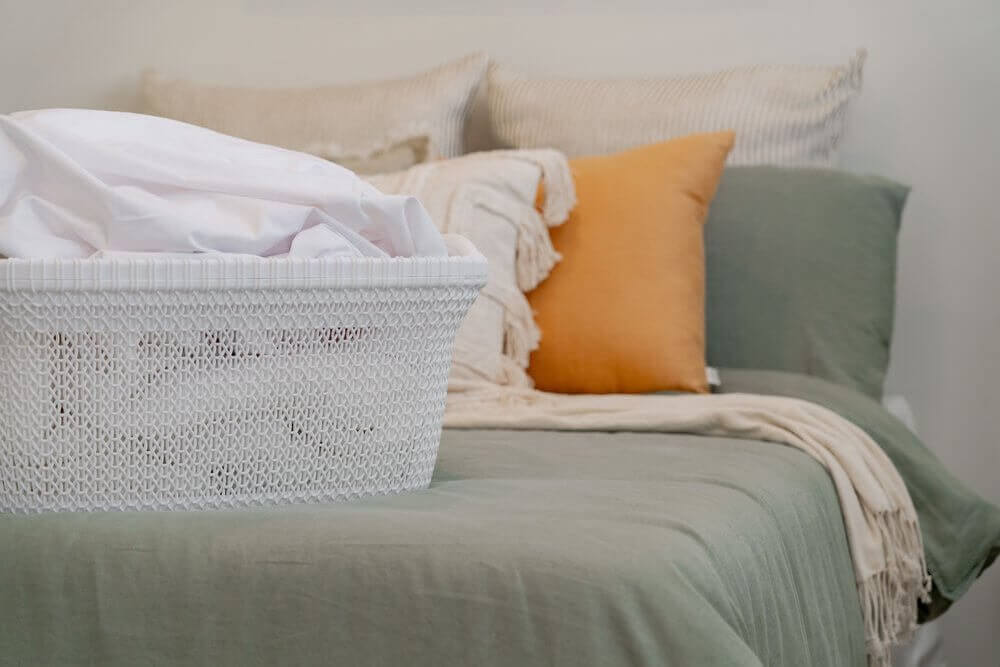 37L Knitted Laundry Basket White - LAUNDRY - Baskets and Trolleys - Soko and Co