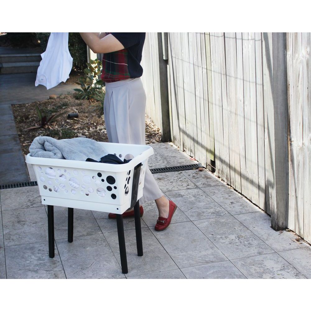 50L Laundry Basket on Legs White - LAUNDRY - Baskets and Trolleys - Soko and Co