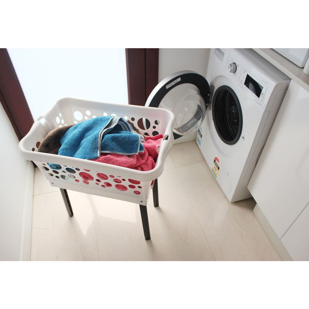 50L Laundry Basket on Legs White - LAUNDRY - Baskets and Trolleys - Soko and Co