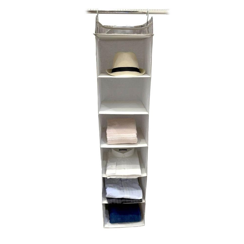 6 Shelf Hanging Wardrobe Organiser Textured Grey - WARDROBE - Storage - Soko and Co