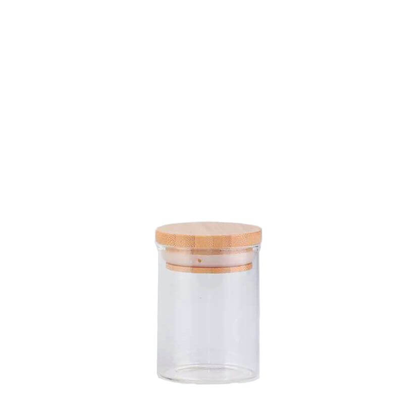 75ml Round Glass Spice Jar with Bamboo Lid - KITCHEN - Food Containers - Soko and Co