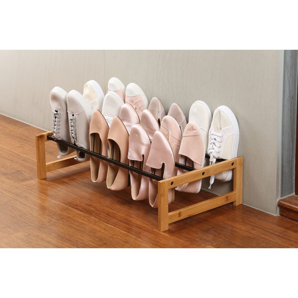 9 Pair Vertical Bamboo Shoe Rack Black - WARDROBE - Shoe Storage - Soko and Co