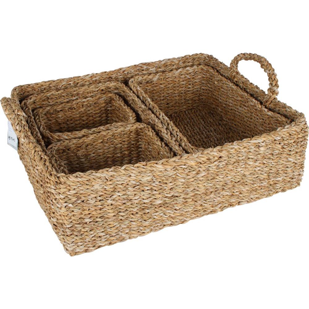 Annie Large Rectangular Woven Tray with Handles - HOME STORAGE - Baskets and Totes - Soko and Co