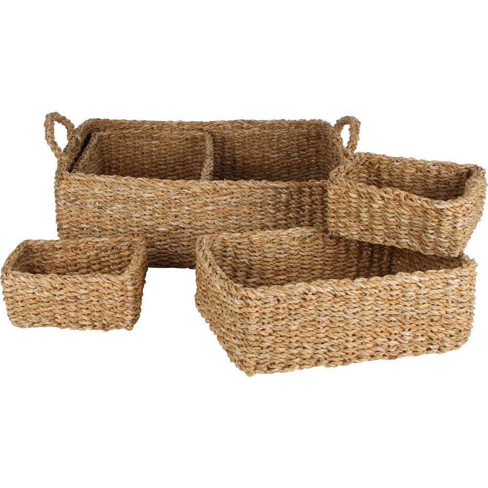 Annie Large Rectangular Woven Tray with Handles - HOME STORAGE - Baskets and Totes - Soko and Co