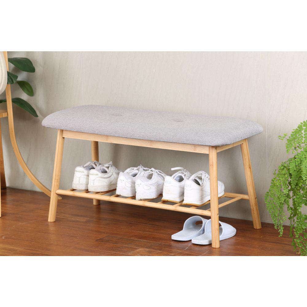 Bamboo Shoe Bench Grey - WARDROBE - Shoe Storage - Soko and Co