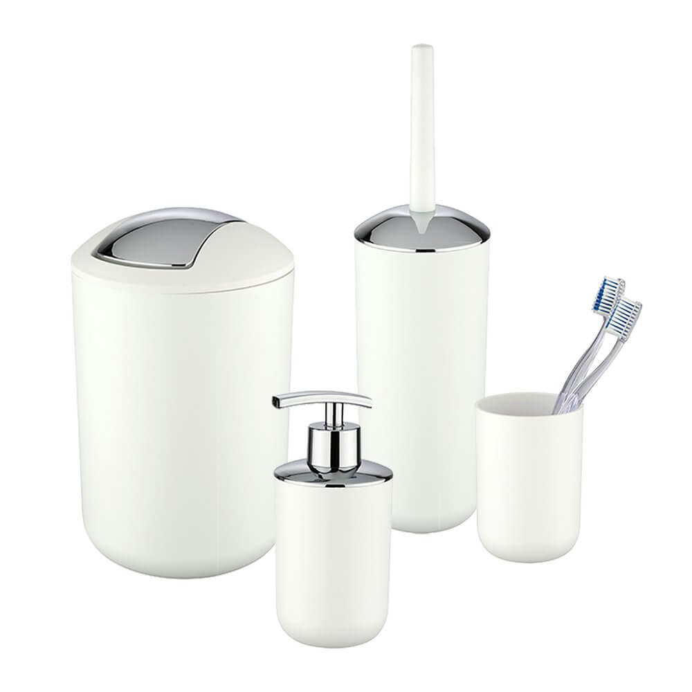 Barcelona 4 Piece Bathroom Accessories Set White - BATHROOM - Bathroom Accessory Sets - Soko and Co