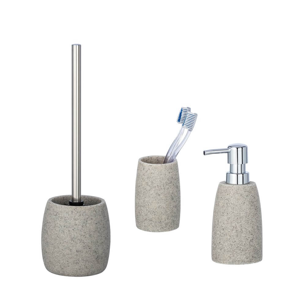 Beachy 3 Piece Bathroom Accessories Set Grey - BATHROOM - Bathroom Accessory Sets - Soko and Co