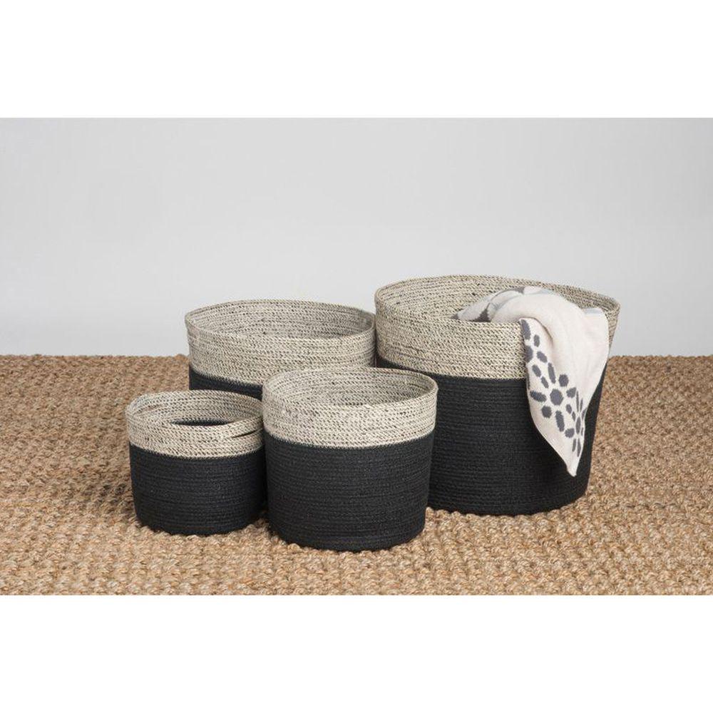 Bedford Extra Small Round Jute Storage Basket Charcoal - HOME STORAGE - Baskets and Totes - Soko and Co