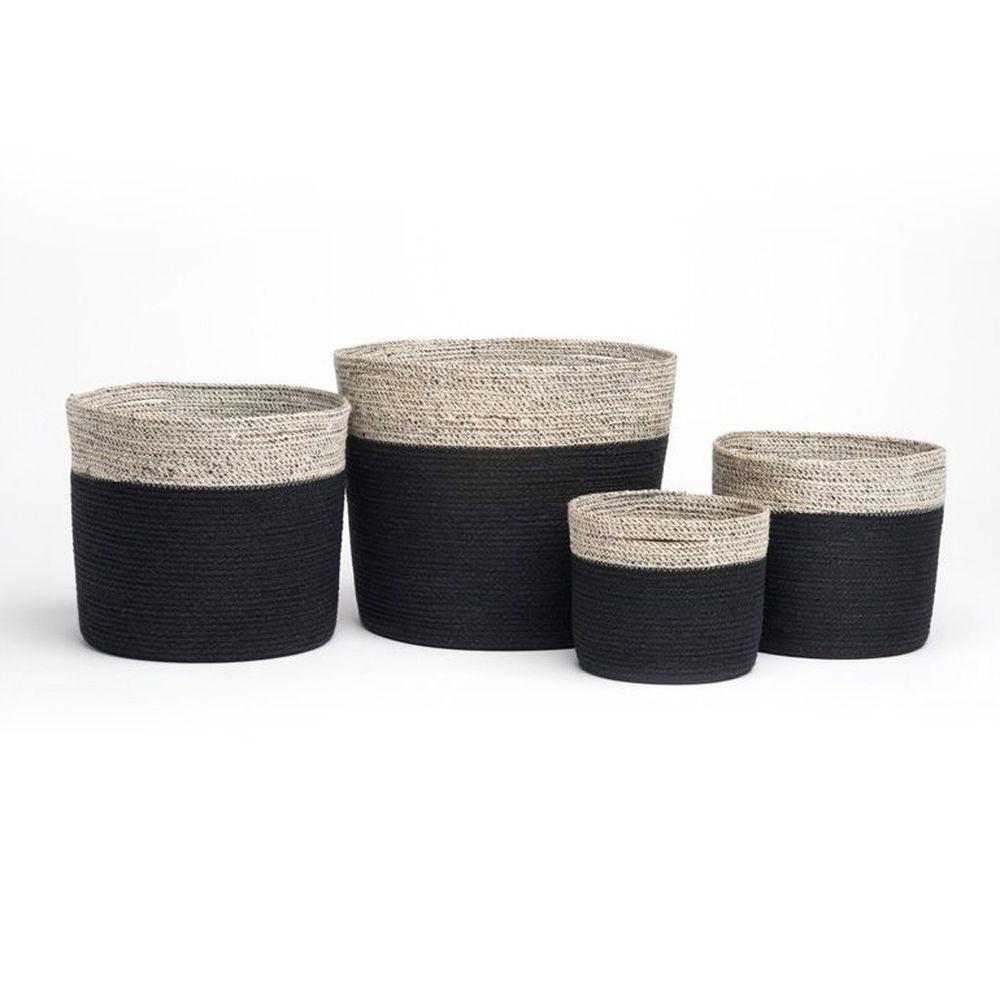 Bedford Large Round Jute Storage Basket Charcoal - HOME STORAGE - Baskets and Totes - Soko and Co