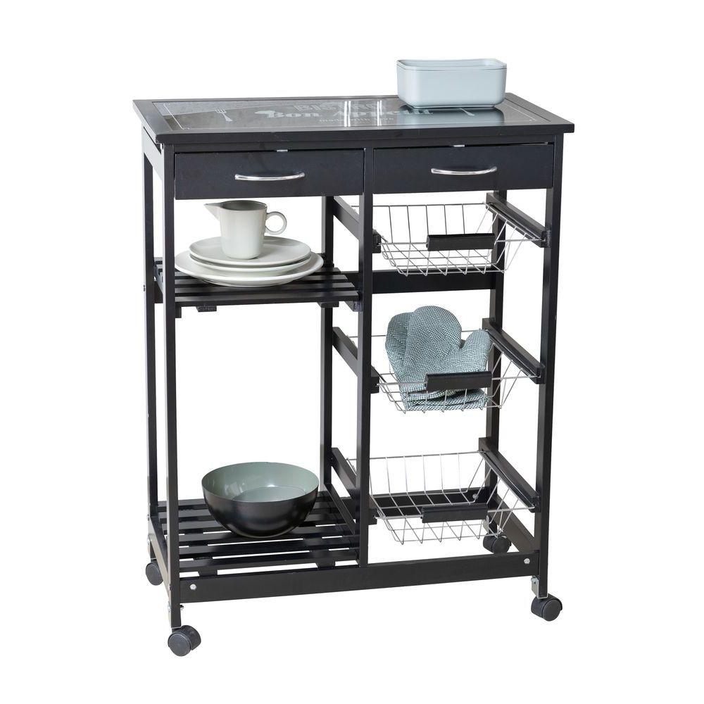 Bon Appetit Deluxe Kitchen Trolley Black - HOME STORAGE - Storage Trolleys - Soko and Co