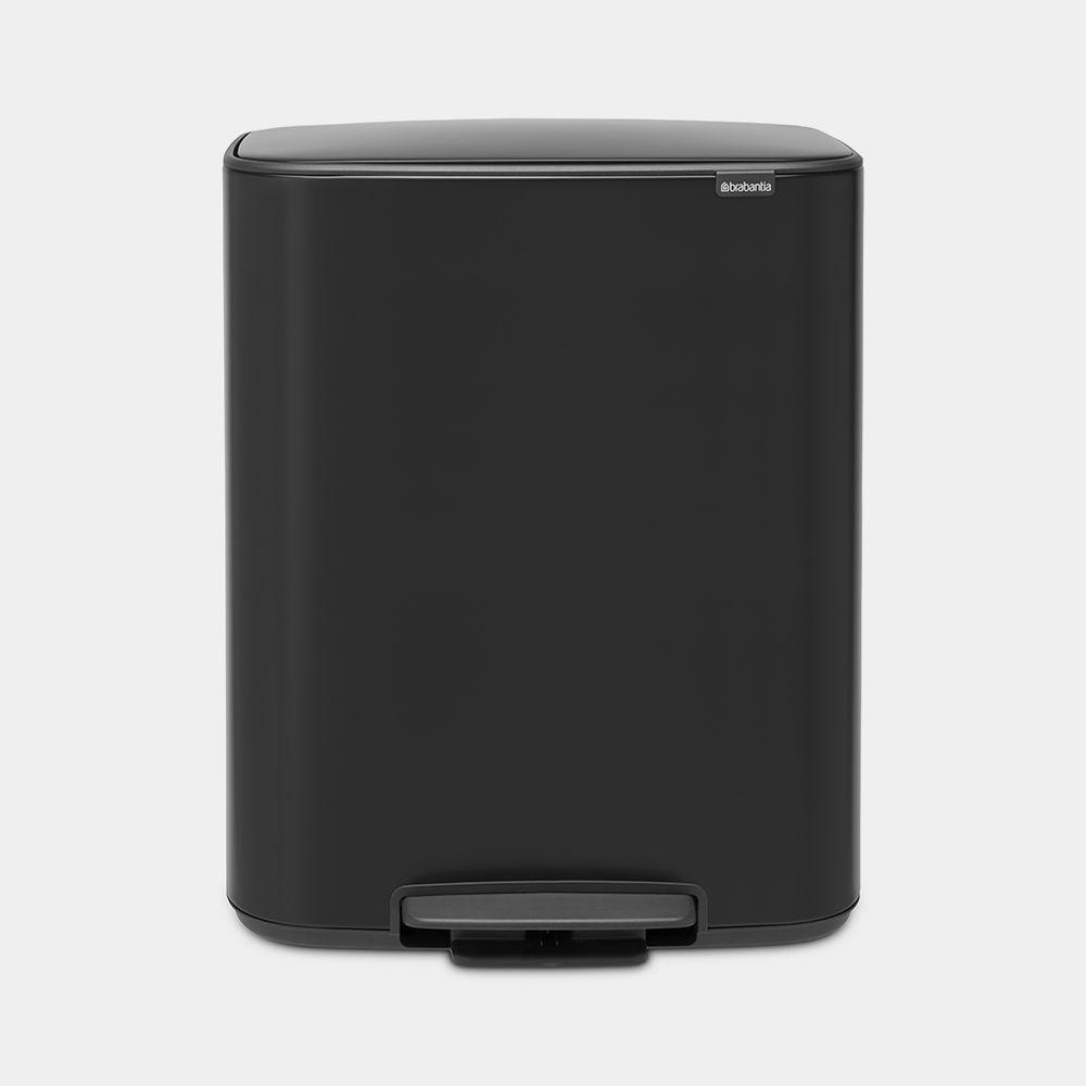 Brabantia Bo 30/30L Twin Pedal Kitchen Rubbish Bin Matte Black - KITCHEN - Bins - Soko and Co