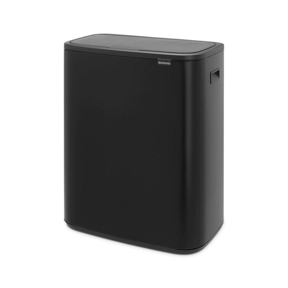 Brabantia Bo 30/30L Twin Touch Top Kitchen Rubbish Bin Matte Black - KITCHEN - Bins - Soko and Co